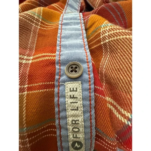 Marmot Mens Plaid Long Sleeve Button Up Shirt Red Orange Blue Size M/M - Picture 5 of 10